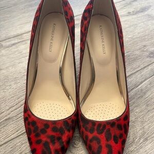 Katherine Kelly Red and Black Leopard Print Heels